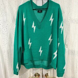 dressed in lala green bolt sweater